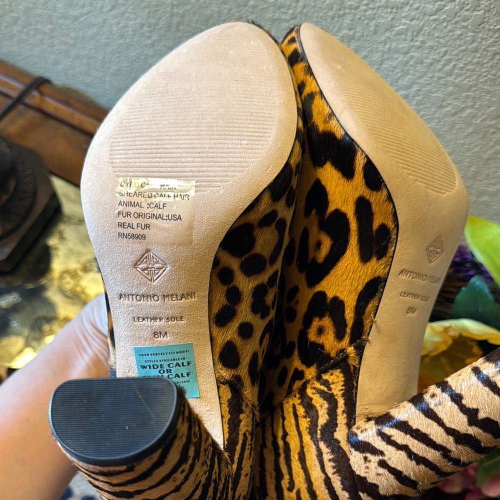 ANTONIO MELANI Leopard and Zebra Print boots